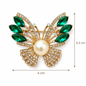Pearl Crystal Bow Brooch Green Petit Détail Lebanon