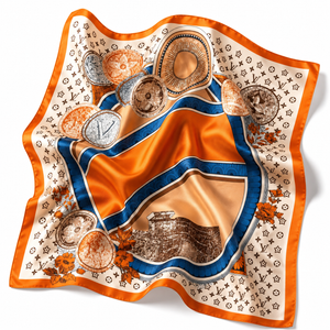 Orange Monogram Print Square Scarf Petit Détail Lebanon