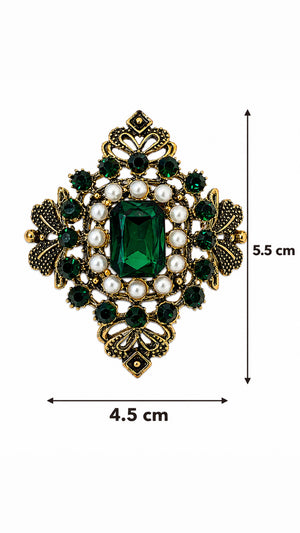 Emerald Pearl Vintage Brooch Default Title Petit Détail Lebanon