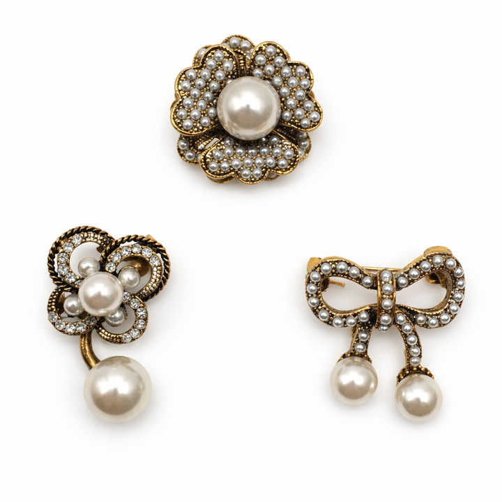 Pearl Elegance Brooch Set – 3 Pieces Petit Détail Lebanon