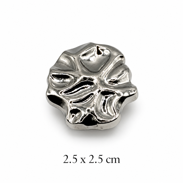 Sculptural Silver-Tone Button Cover Petit Détail Lebanon