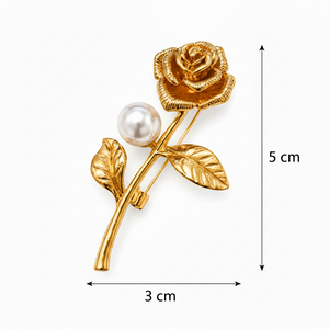 Golden Single Rose Pearl Brooch Petit Détail Lebanon