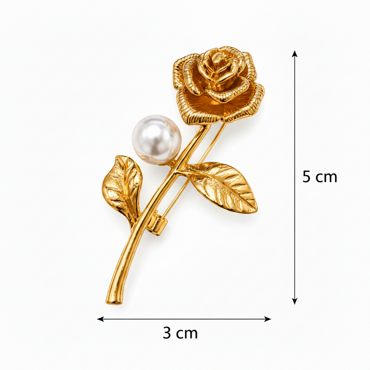 Golden Single Rose Pearl Brooch Petit Détail Lebanon