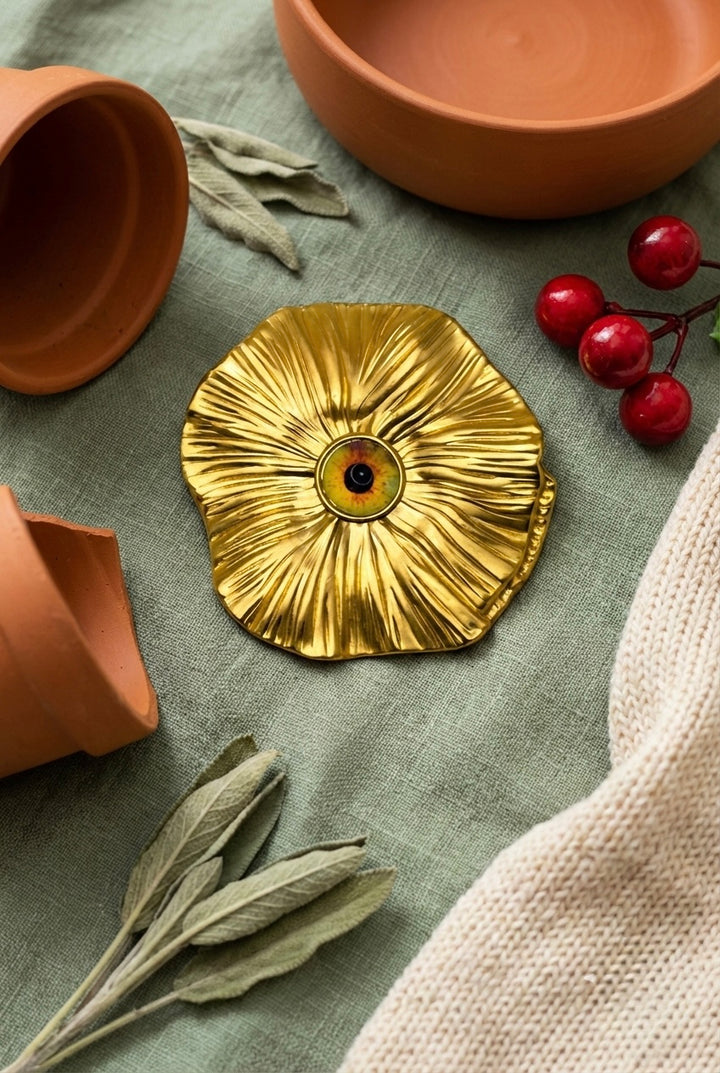 Surrealist Gold Eye Flower Brooch Petit Détail Lebanon
