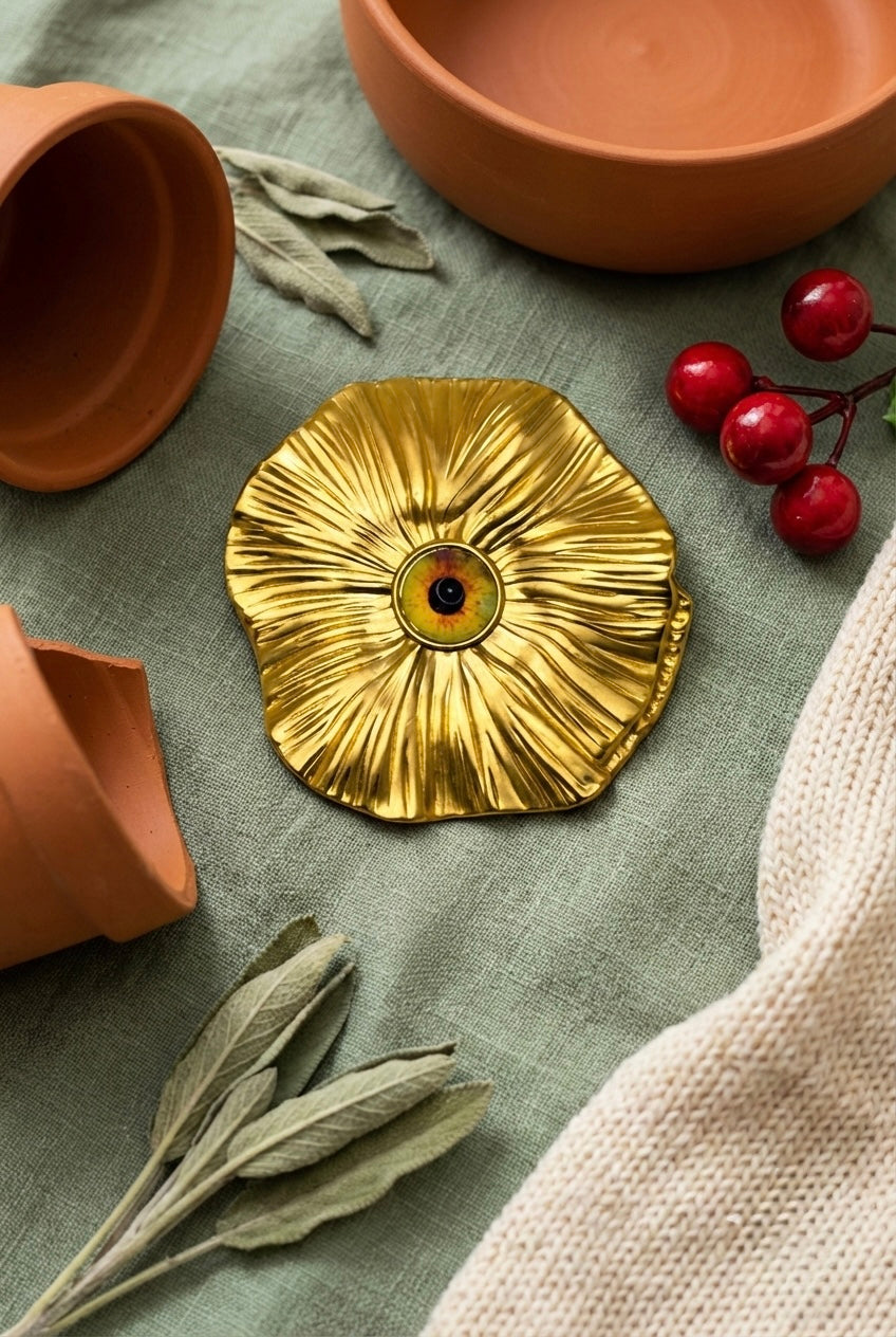 Surrealist Gold Eye Flower Brooch Petit Détail Lebanon