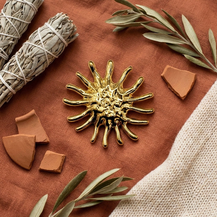 Abstract Gold Sunburst Brooch Petit Détail Lebanon