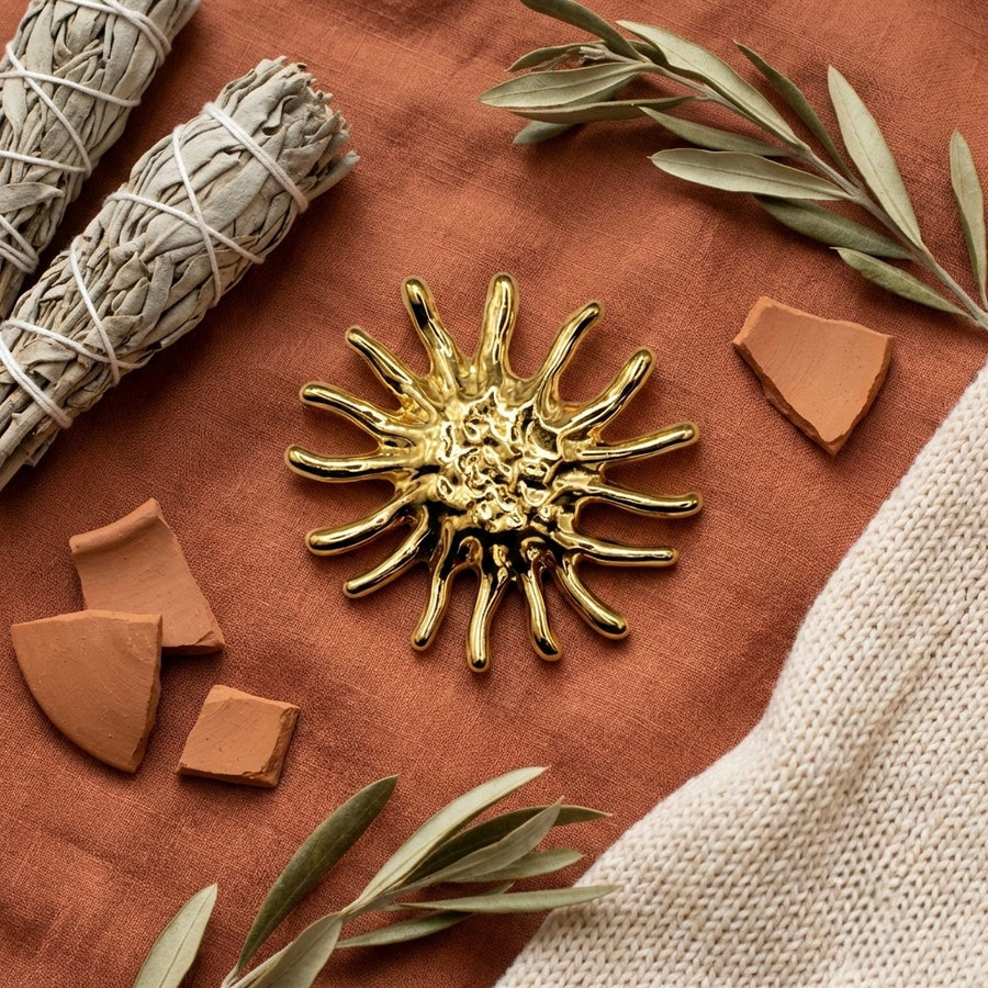 Abstract Gold Sunburst Brooch Petit Détail Lebanon