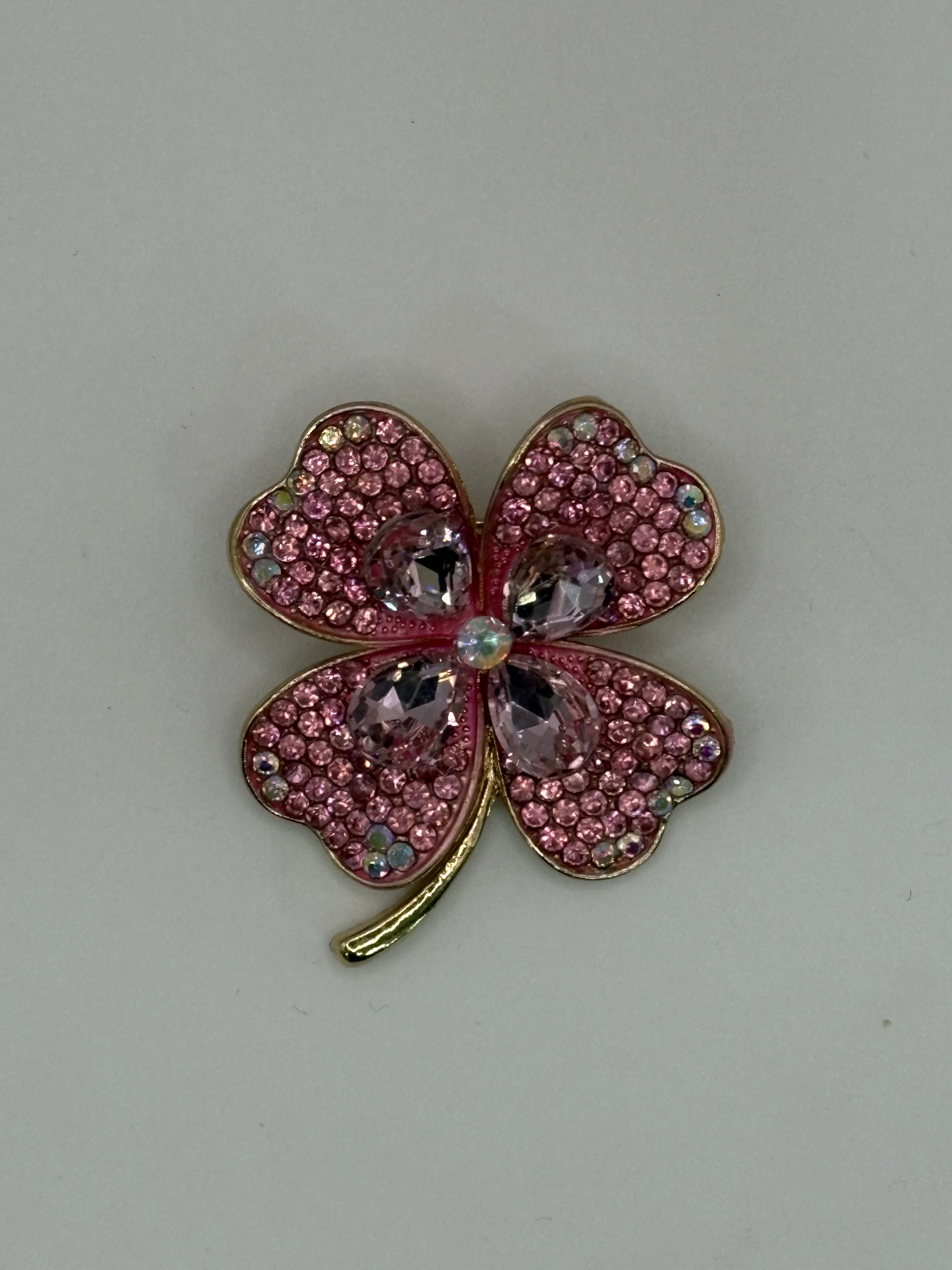 Sparkling Crystal Four-Leaf Clover Brooch