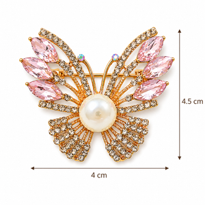 Pearl Crystal Bow Brooch Pink Petit Détail Lebanon