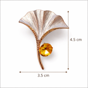Golden Leaf Crystal Brooch Default Title Petit Détail Lebanon