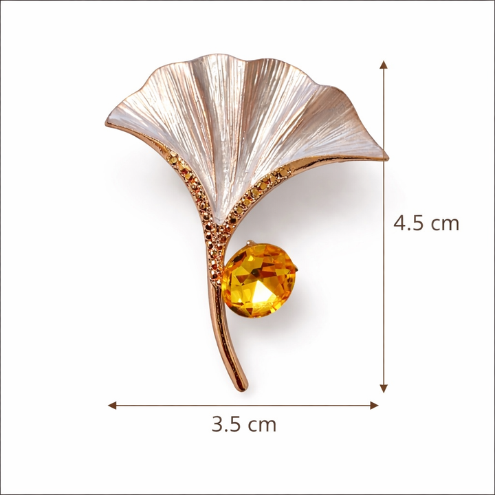 Golden Leaf Crystal Brooch Petit Détail Lebanon