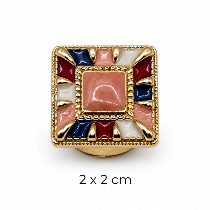 Rose & Navy Mosaic Button Cover Petit Détail Lebanon
