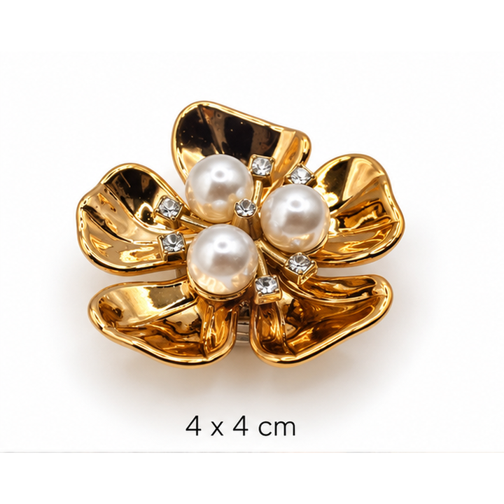 Gold Pearl Flower Button Cover Petit Détail Lebanon