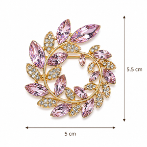 Crystal Laurel Wreath Brooch Pink Petit Détail Lebanon