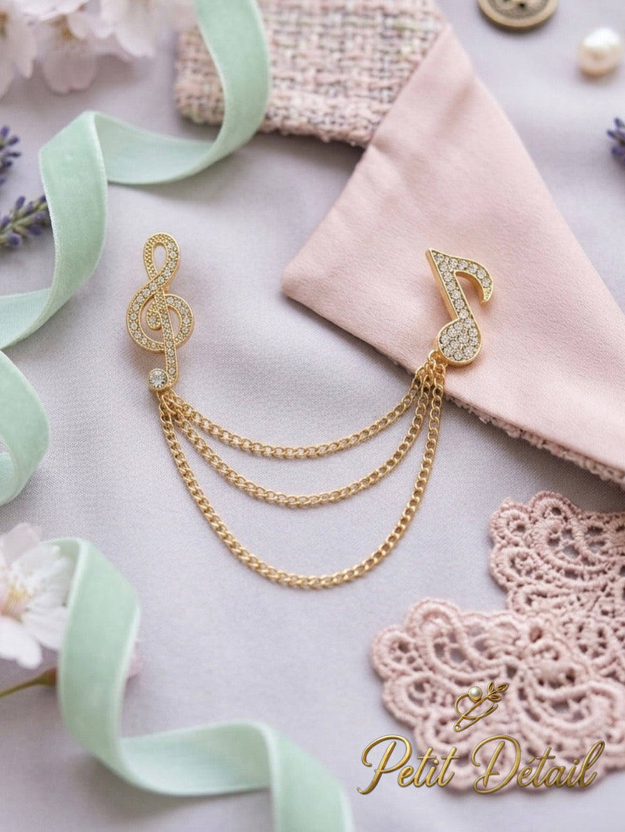Crystal Melody Chain Brooch Petit Détail Lebanon
