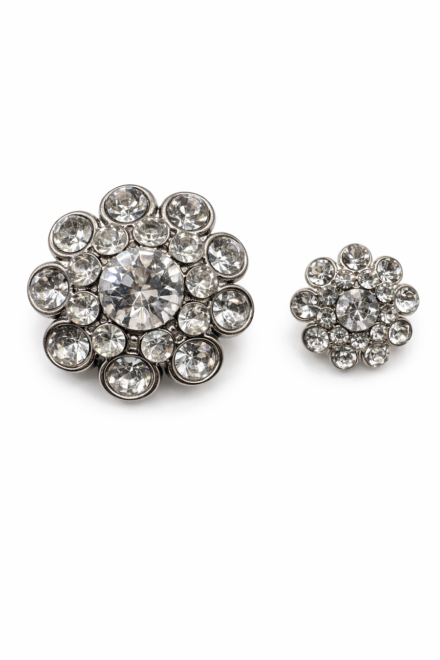 Silver Crystal Sunburst Jewel Button (Sew-On)