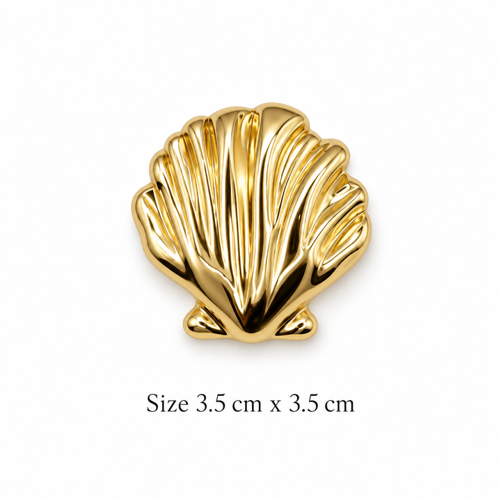 Sculptural Shell Gold Brooch
