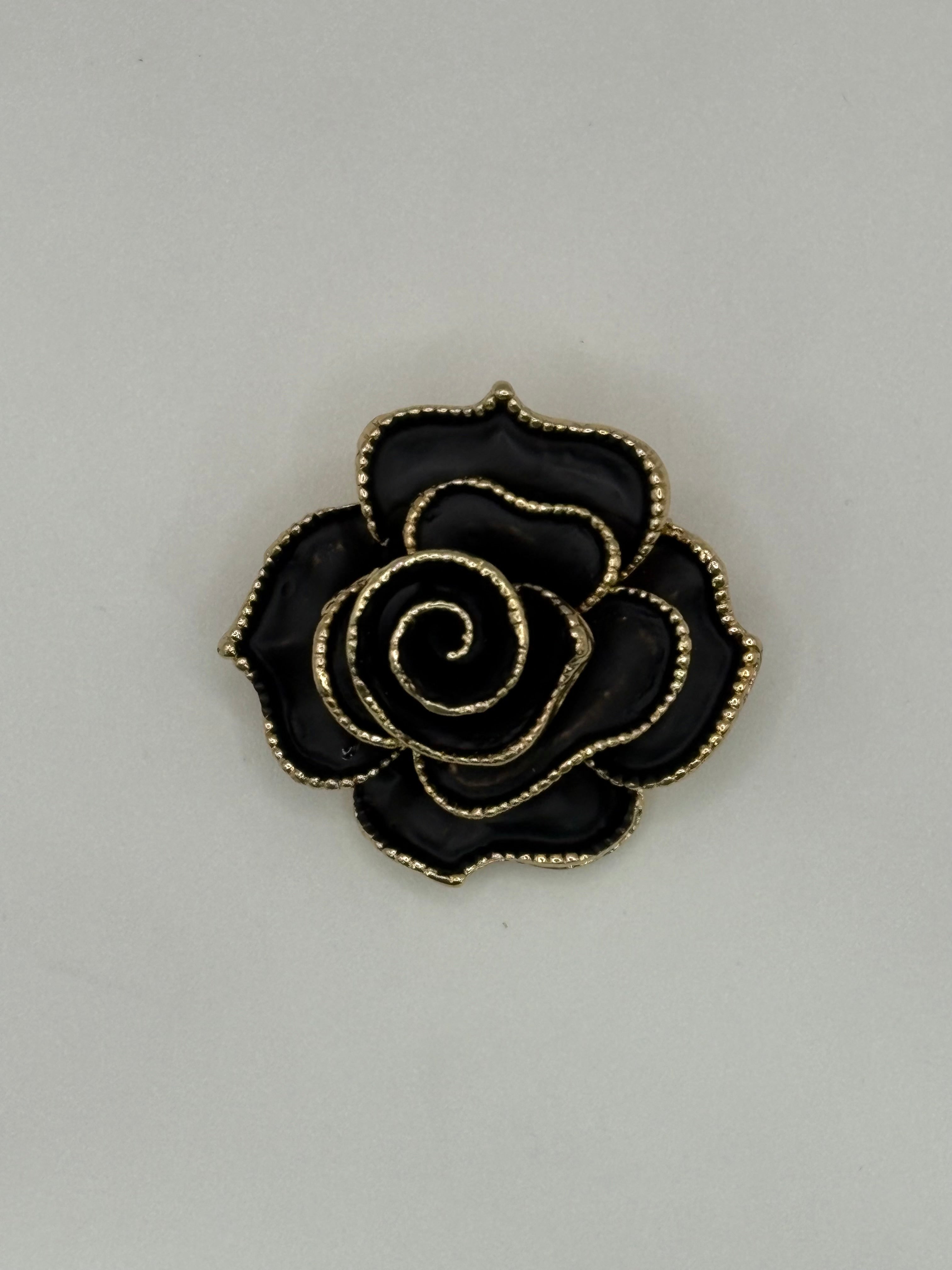 Midnight Bloom: Black Rose Brooch