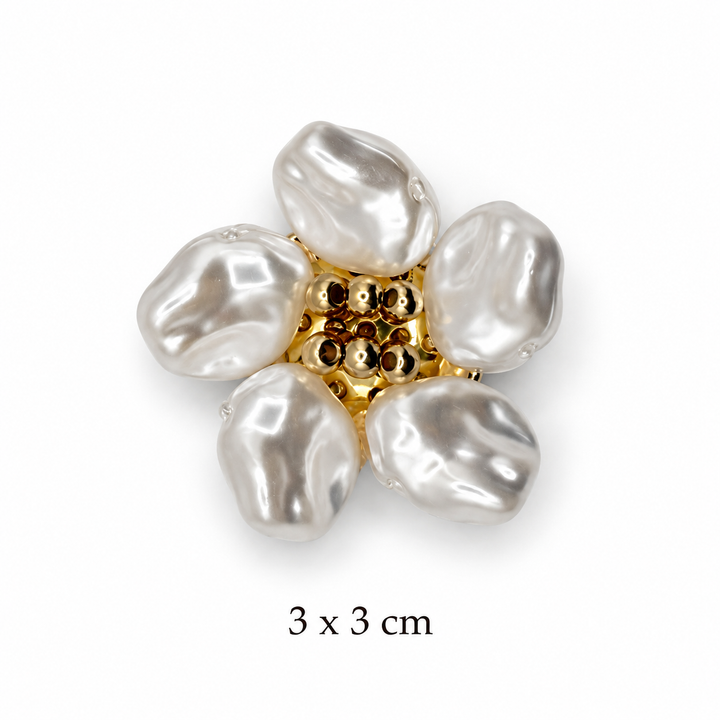 Baroque Pearl-Effect Flower Button Cover Petit Détail Lebanon