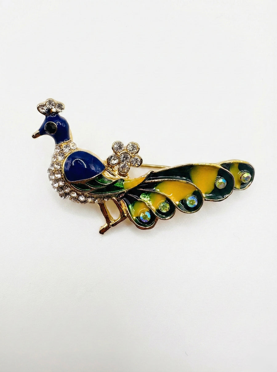 Royal Enamel Peacock Brooch