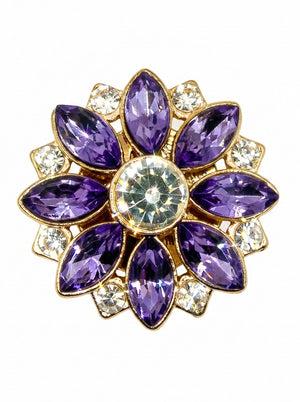 Crystal Flower Button Covers | Jewel-Tone Shirt Embellishments (2.5 cm)