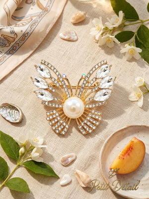 Pearl Crystal Bow Brooch Petit Détail Lebanon
