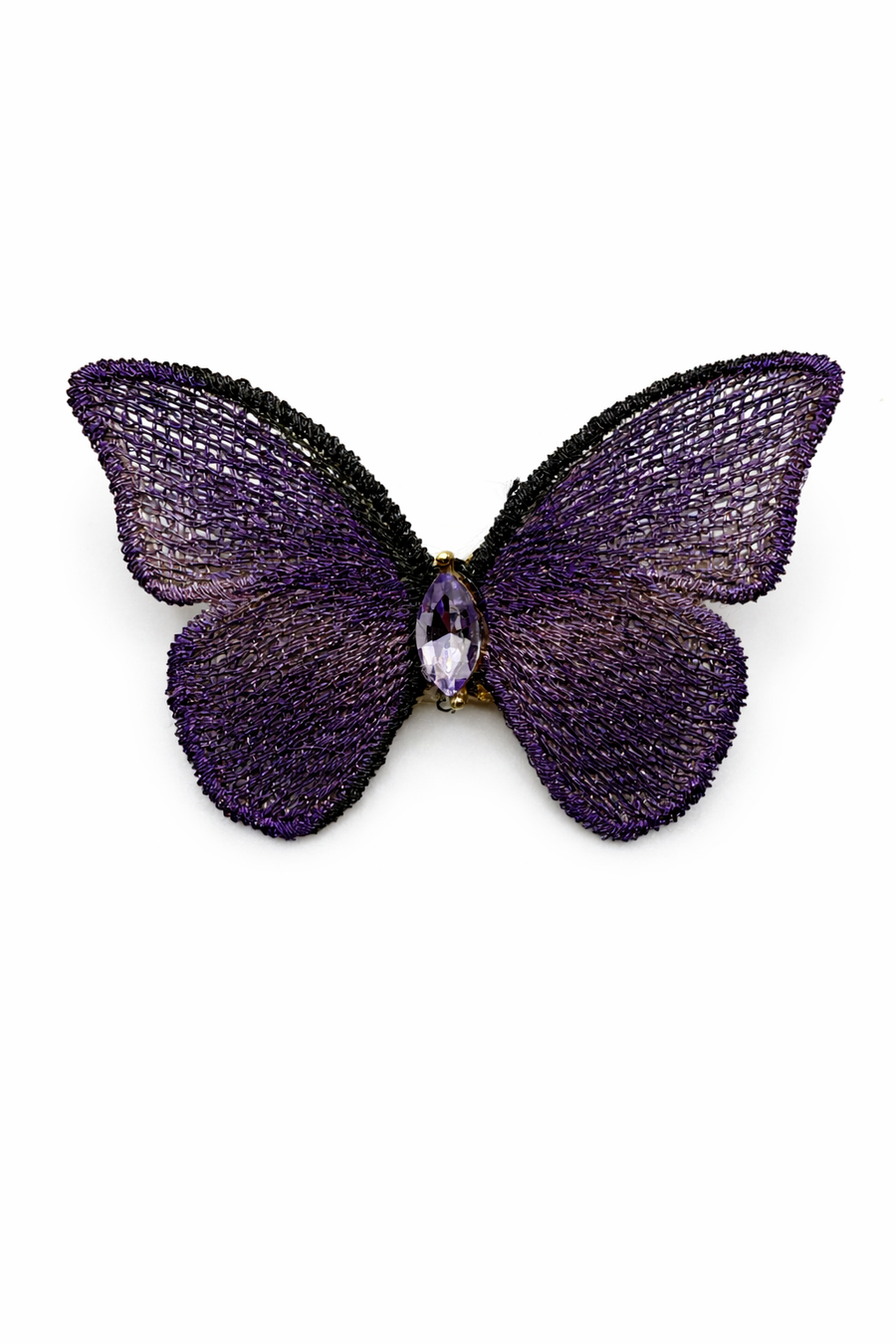 Purple Woven Butterfly Brooch with Crystal