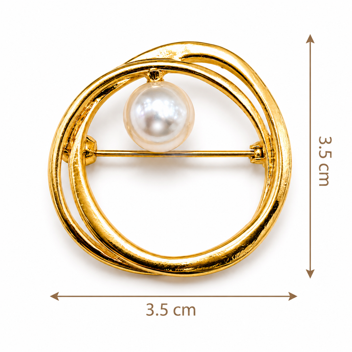Golden Pearl Orbit Brooch Petit Détail Lebanon