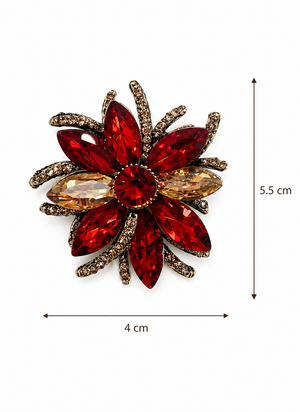 Ruby Crystal Flower Brooch Default Title Petit Détail Lebanon