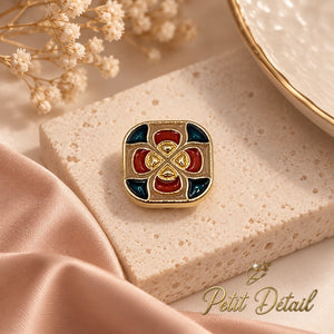 Red & Teal Geometric Button Cover Petit Détail Lebanon