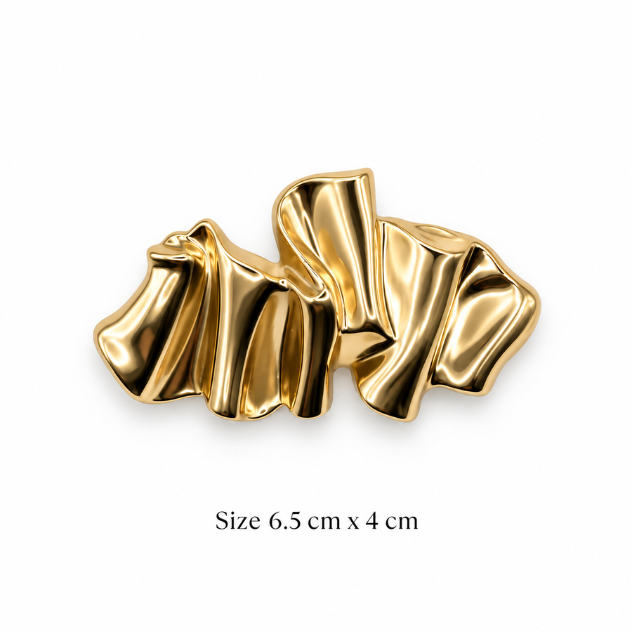 Sculptural Fold Gold Brooch