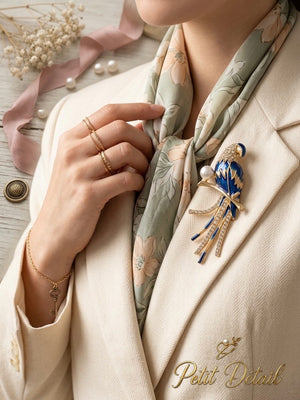 Blue Pearl Bird Brooch Petit Détail Lebanon