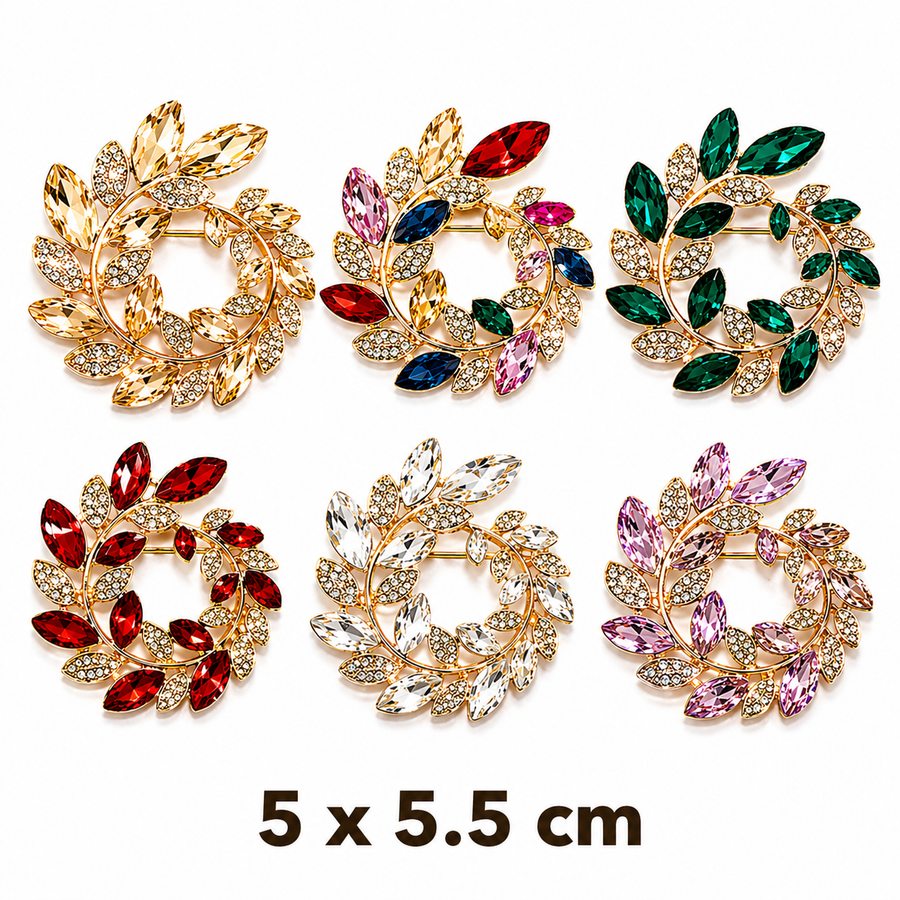 Crystal Laurel Wreath Brooch Petit Détail Lebanon