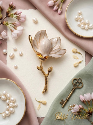 Ivory Magnolia Statement Brooch Petit Détail Lebanon