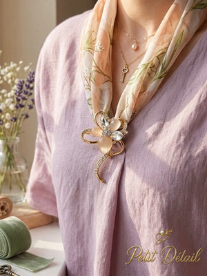 Champagne Crystal Flower Brooch Petit Détail Lebanon