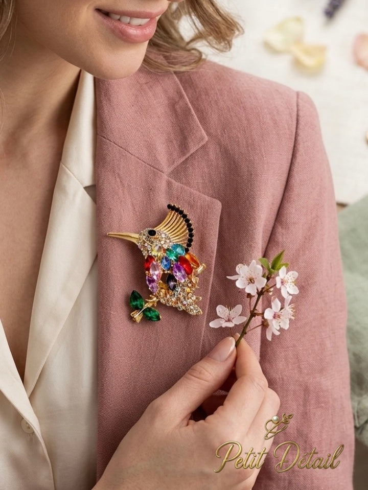 Rainbow Crystal Bird Brooch Petit Détail Lebanon