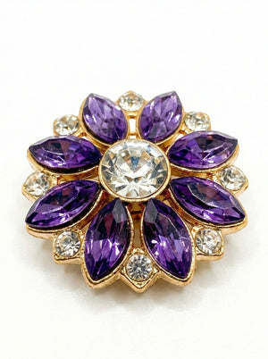Crystal Flower Button Covers | Jewel-Tone Shirt Embellishments (2.5 cm)
