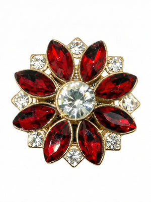 Crystal Flower Button Covers | Jewel-Tone Shirt Embellishments (2.5 cm)