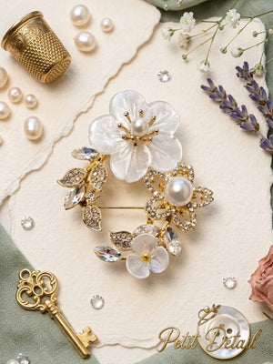 Pearl Floral Wreath Brooch Petit Détail Lebanon
