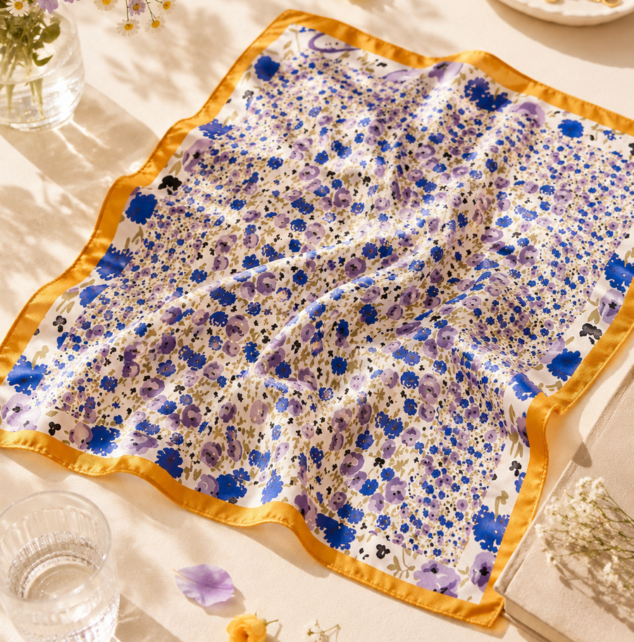 Violet Floral Square Scarf Petit Détail Lebanon