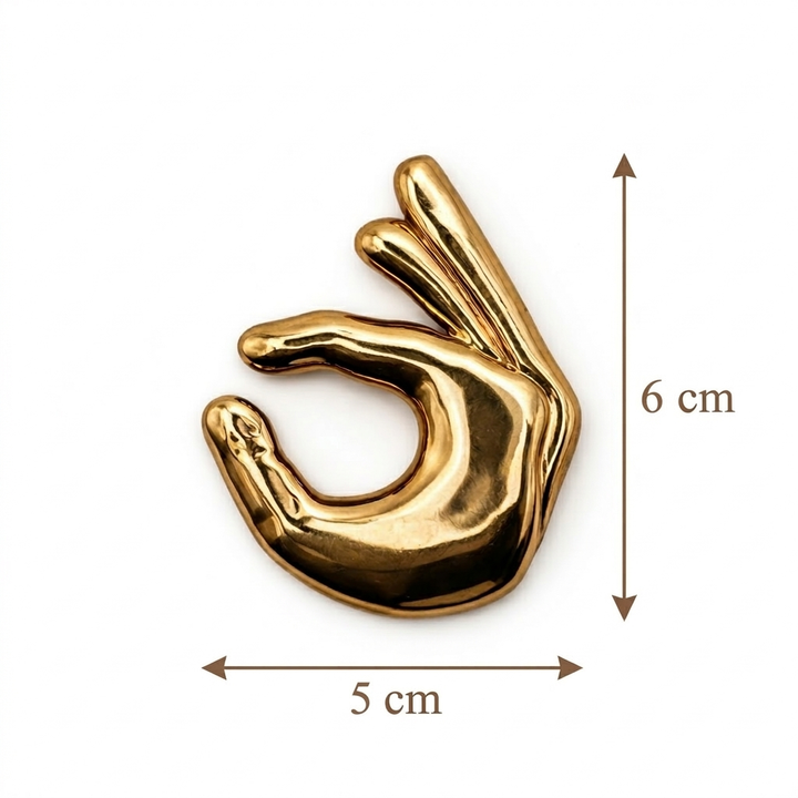 Surrealist Gold OK Hand Gesture Brooch Petit Détail Lebanon