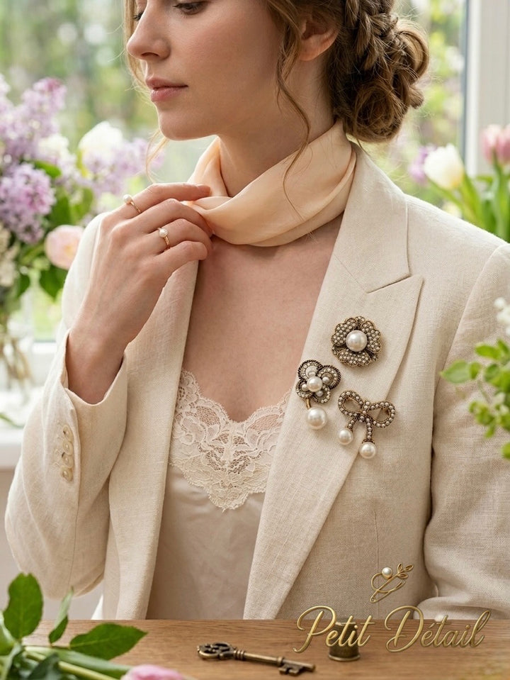 Pearl Elegance Brooch Set – 3 Pieces Petit Détail Lebanon