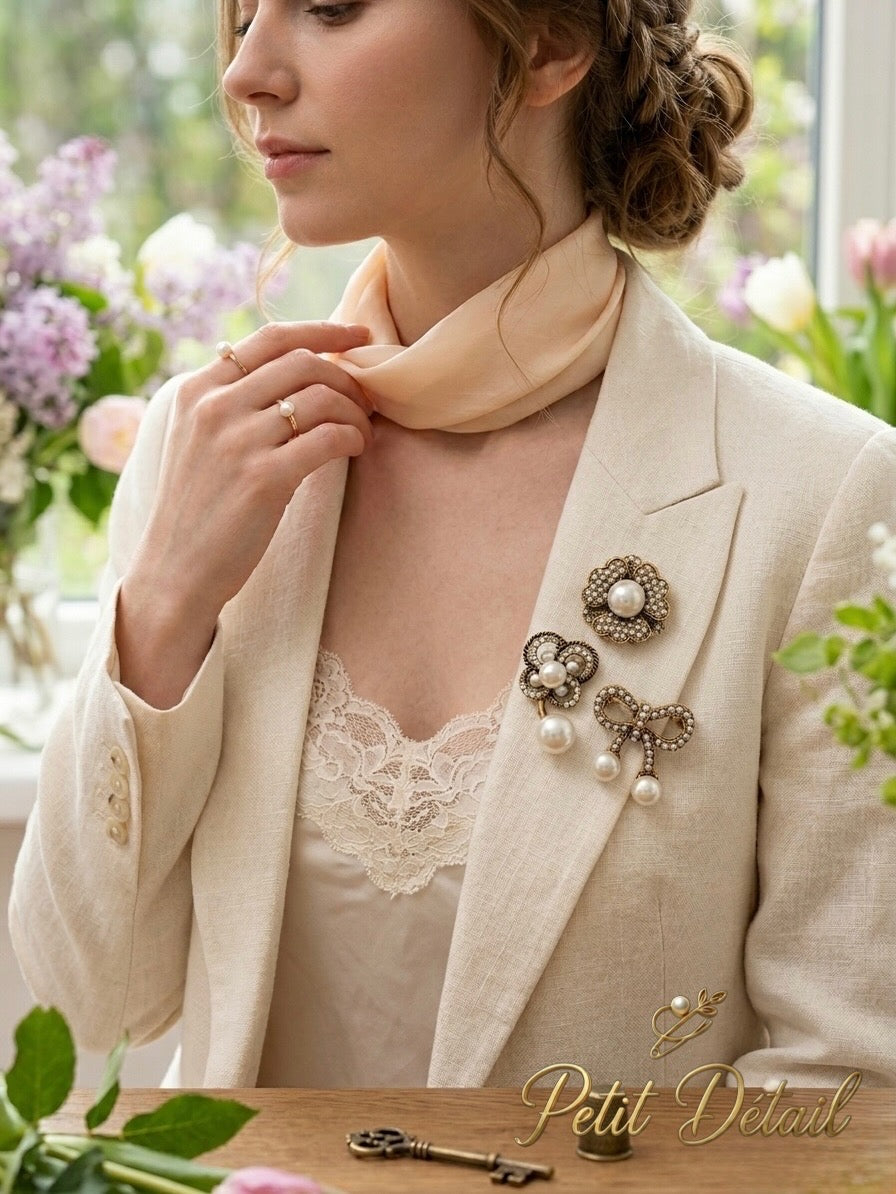 Pearl Elegance Brooch Set – 3 Pieces Petit Détail Lebanon