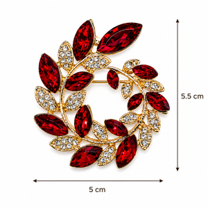 Crystal Laurel Wreath Brooch Red Petit Détail Lebanon