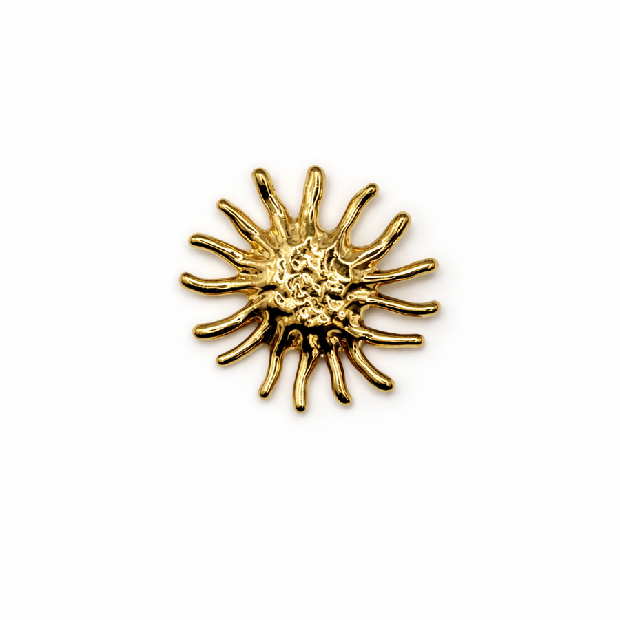 Abstract Gold Sunburst Brooch