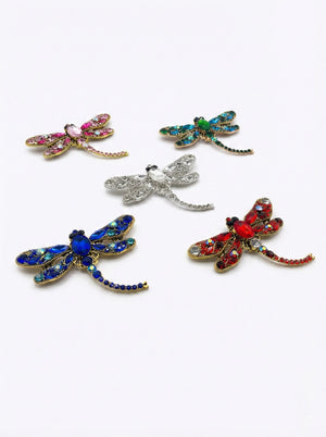 Crystal Dragonfly Statement Brooch – Available in 5 Colors