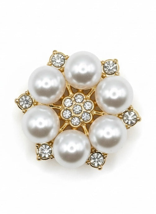 Pearl & Crystal Snowflake Button Cover | Classic Pearl Shirt Clip (2.3 cm)