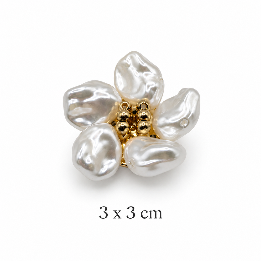 Baroque Pearl-Effect Flower Button Cover Petit Détail Lebanon