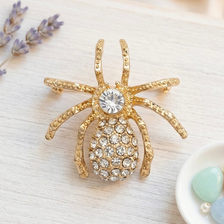 Gold Crystal Spider Brooch Petit Détail Lebanon