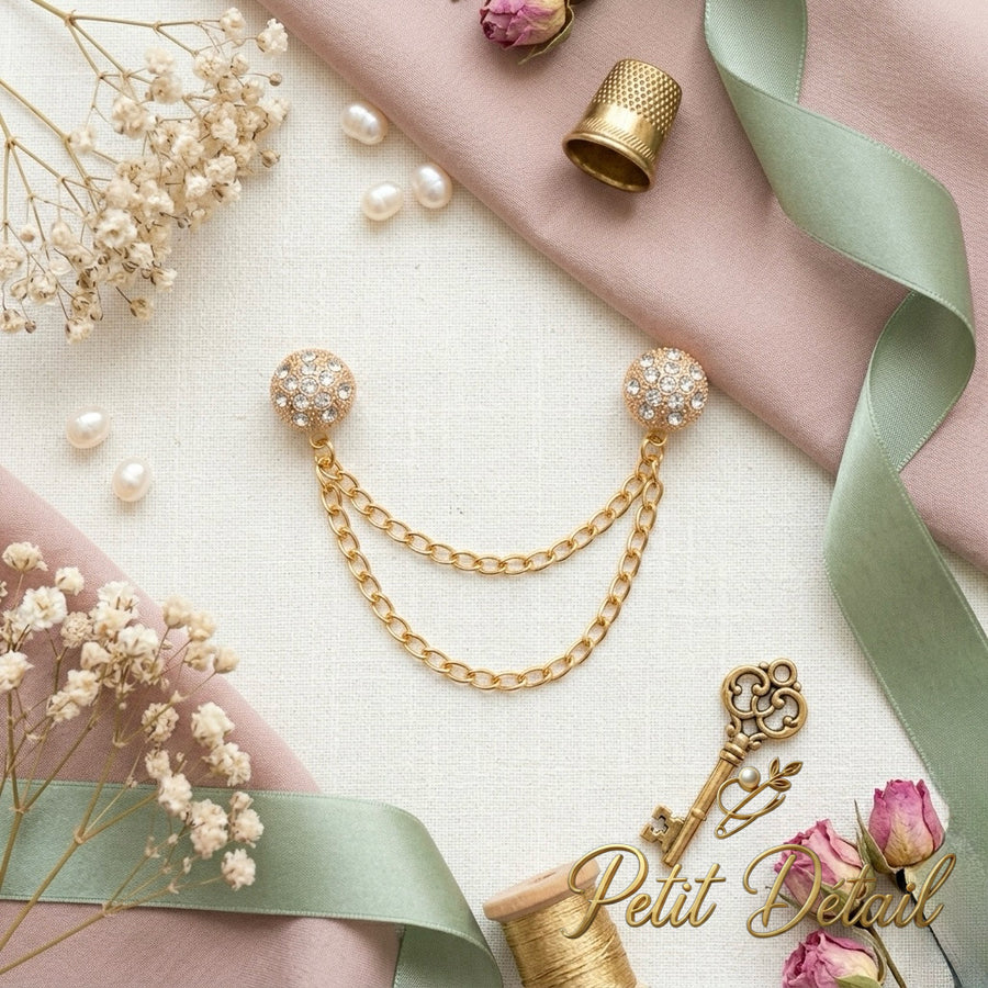 Crystal Disc Magnetic Double Chain Sleeve Holder Petit Détail Lebanon